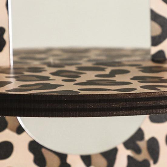 Yousheng Wooden Wall Floating Shelves Leopard Print Decorative Shelf Wall Mounted Planter Display Rack with Acrylic Mirror for Living Room Entryway