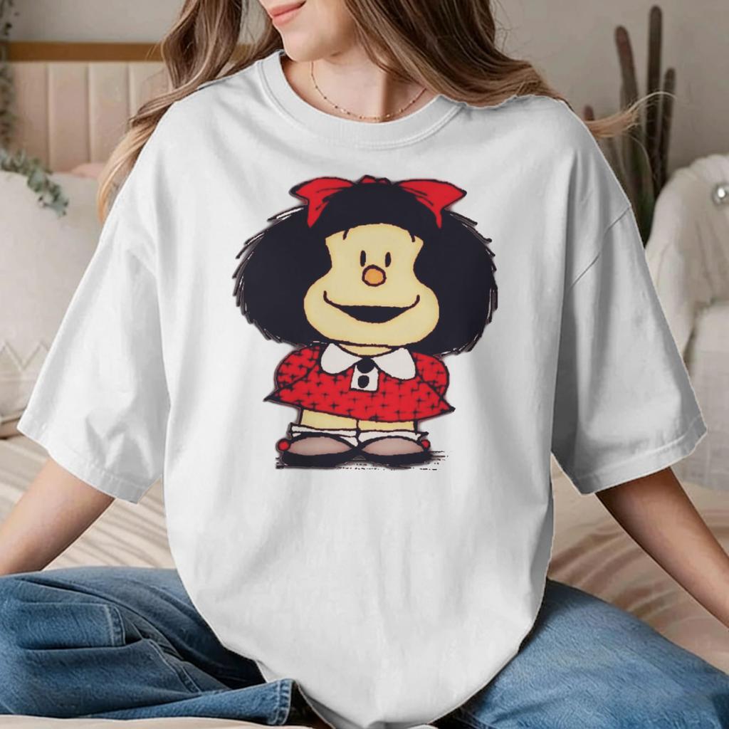 Mafalda Unisex Unisex T Shirts Quino Argentina Cartoon Hipster Tees Short Sleeve Crewneck Tshirts 100 Cotton Graphic Clothes