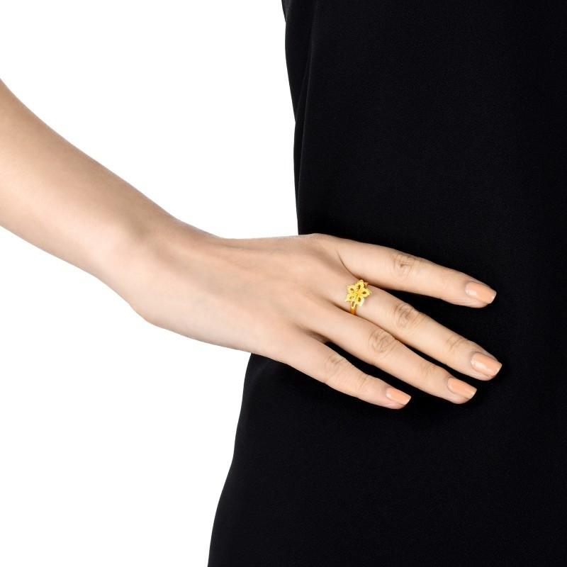 Blossom Purple Trendy Flower Ring For Women Elegant Gold Plated Brass Adjustable Design