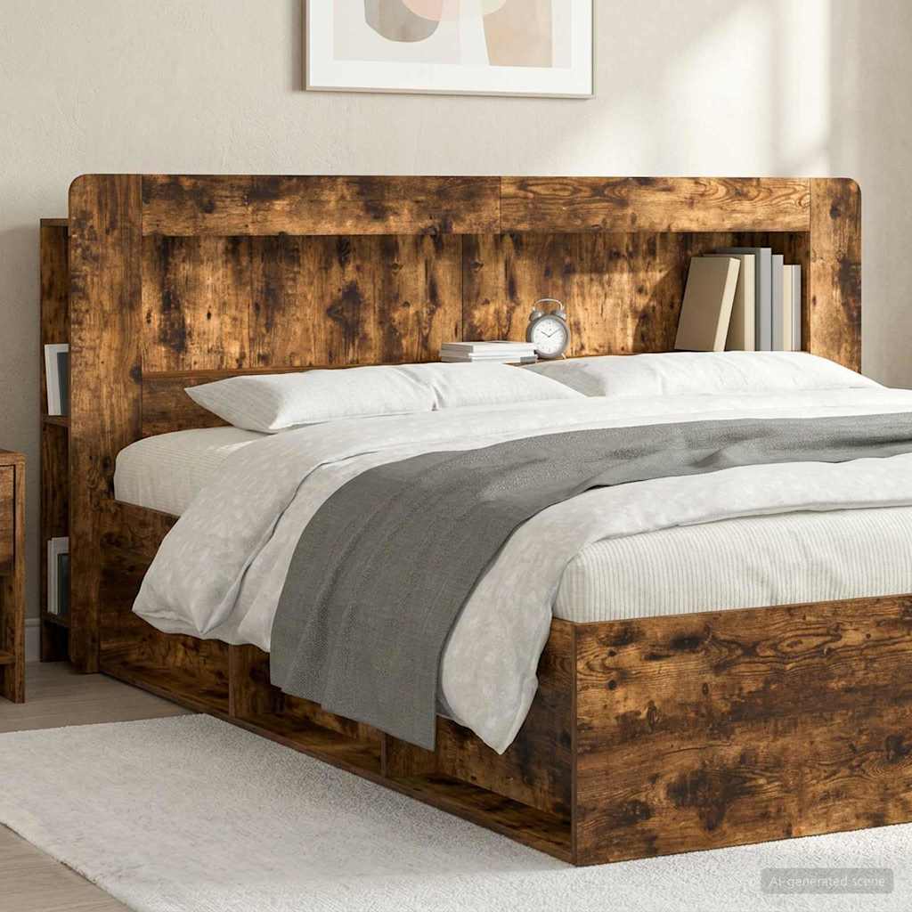Headboard Cabinet Smoked Oak 215 x 18.5 x 100 cm