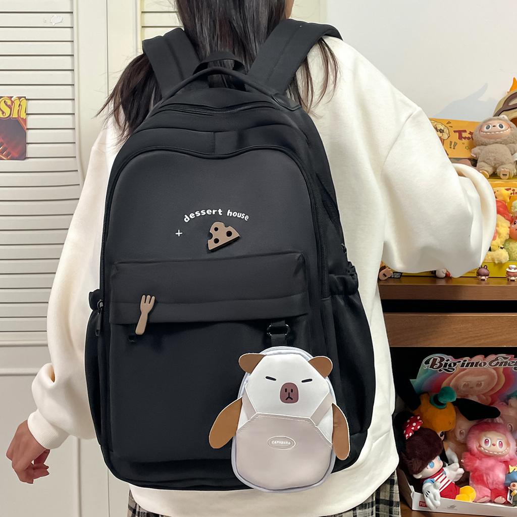 Schoolbag1011 new schoolbag female Korean version junior high school girls high school students large capacity backpack Mori simple solid color