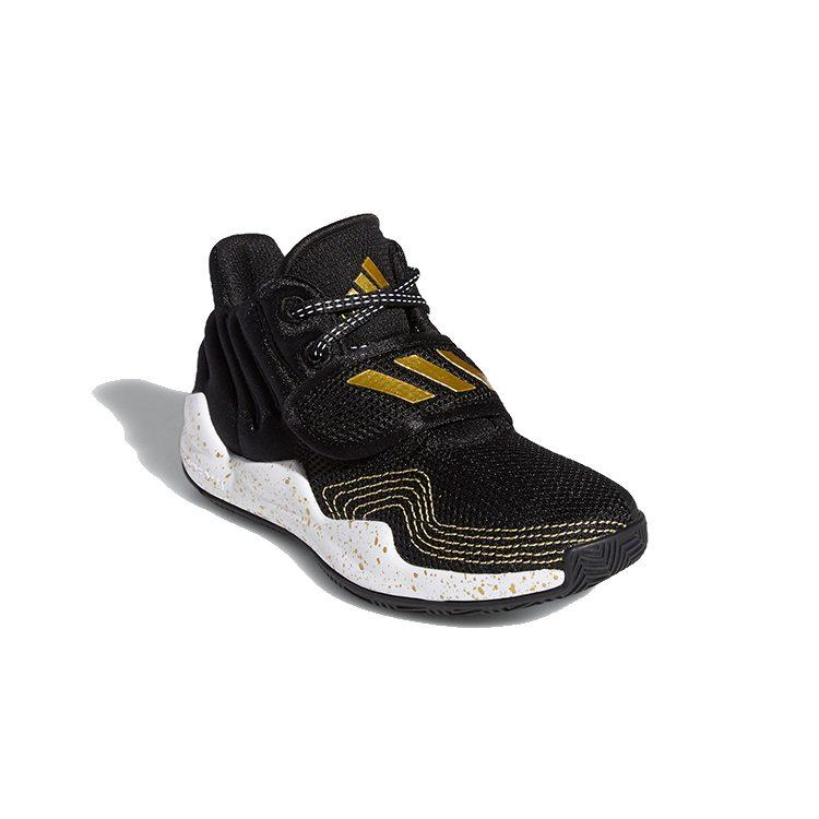 Adidas Deep Threat Comfortable And Trendy Breathable Mid top Children's Basketball Shoes Black Gold FX8644