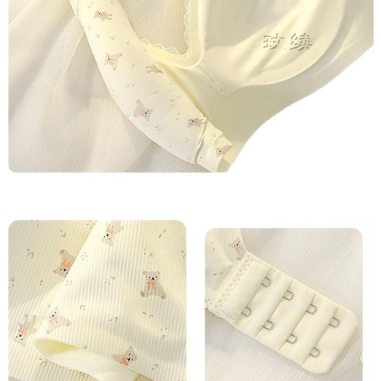 Underwear Women's Small Breasts Gather Seamless Anti-sagging Upper Support Comic Breasts Thin Small Floral Bra Cover Summer
