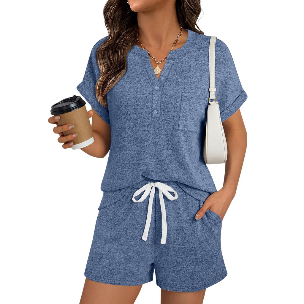 Women's Casual Fashion Short-Sleeve Set With Pockets