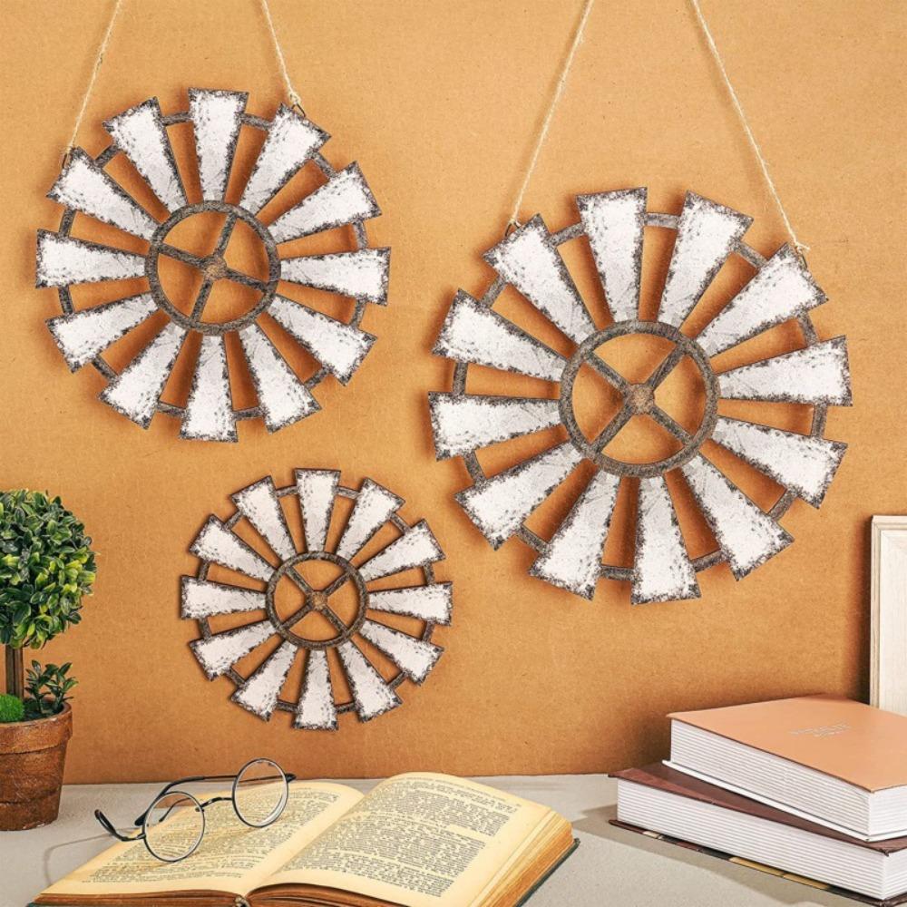 

Country Theme Windmill Home Decor Vintage Rustic Wall Art Living Room Decor 3pcs