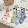 Three-Dimensional Cartoon Animal Socks Medium Tube Socks Hand-Painted Tide Socks Girl Dot Color Matching Pure Cotton Boneless Socks