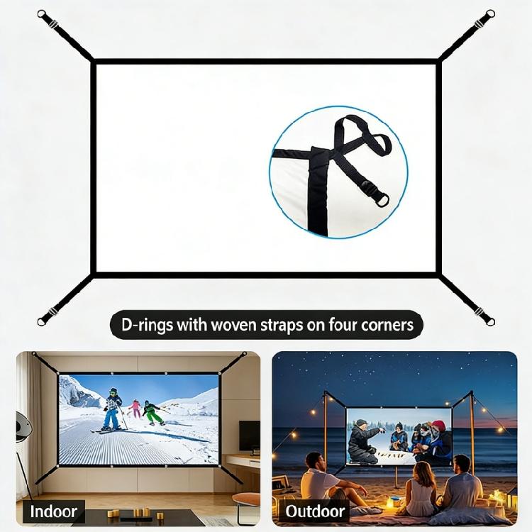 16:9 D Rings Projectors Screen With Enhances Clarities Polyester Material For Cinema And Gaming