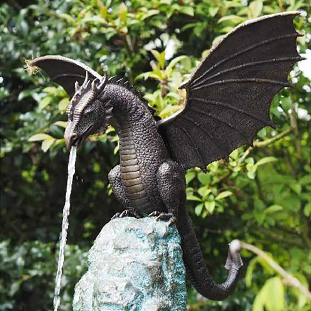 Garden Dragon Statue Fountain Dragon Ornament Resin Water Fture Sculpture for Home Garden Decoration