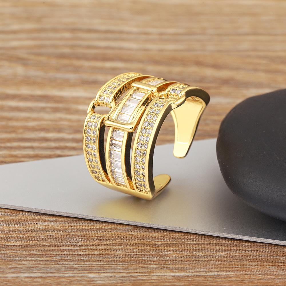 

Nidin New Arrival Punk Bandage Shape Shiny Crystal Zircon Multilayer Open Rings 2 Colors For Women Girl Daily Party Jewelry Gift білий