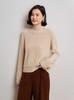 Women's Wool Blend Floral Knit Pullover Sweater - Half High Neck, Loose Fit for Autumn and Winter.