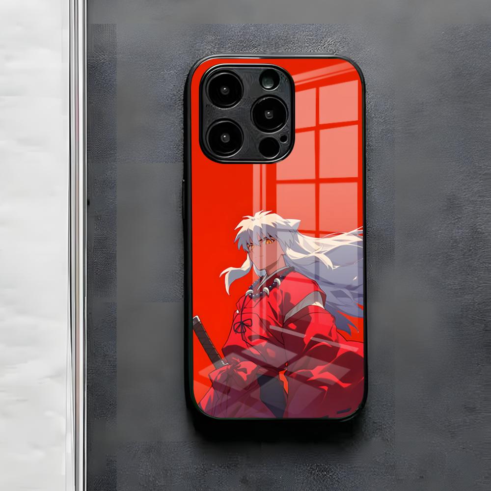 Anime I-Inuyasha Phone Case For IPhone 17 Air 16 E Pro Max 15 14 13 Mini 12 Pro 11 Max Plus Black Glass Cover