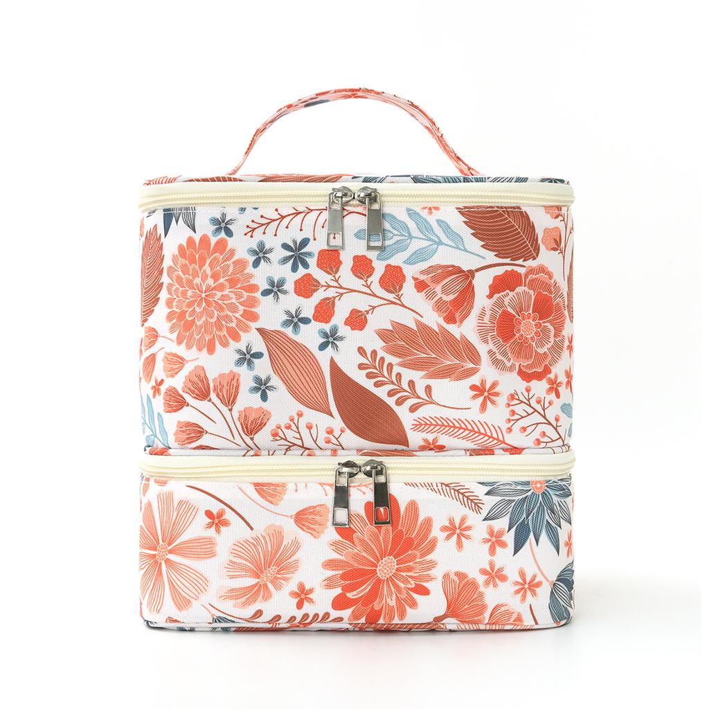 Double-Layer Elevated Makeup Bag for Women Large Capacity Portable Toiletry Case Cosmetic Nail Polish Storage Bag