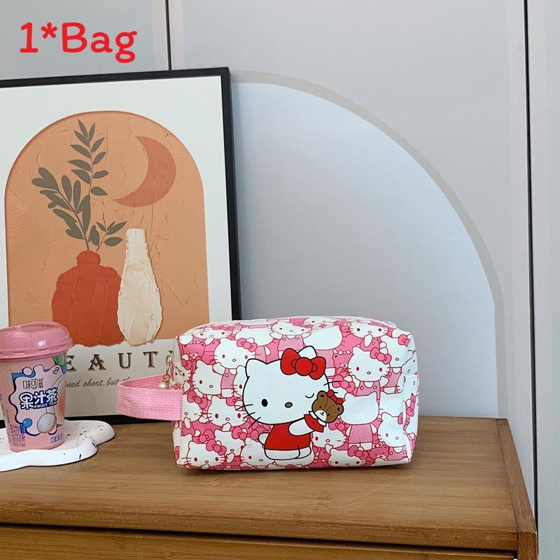 Cinnamoroll Kuromi Melody Print Nylon Travel Makeup Bag With Breathable Design For Unisex Use