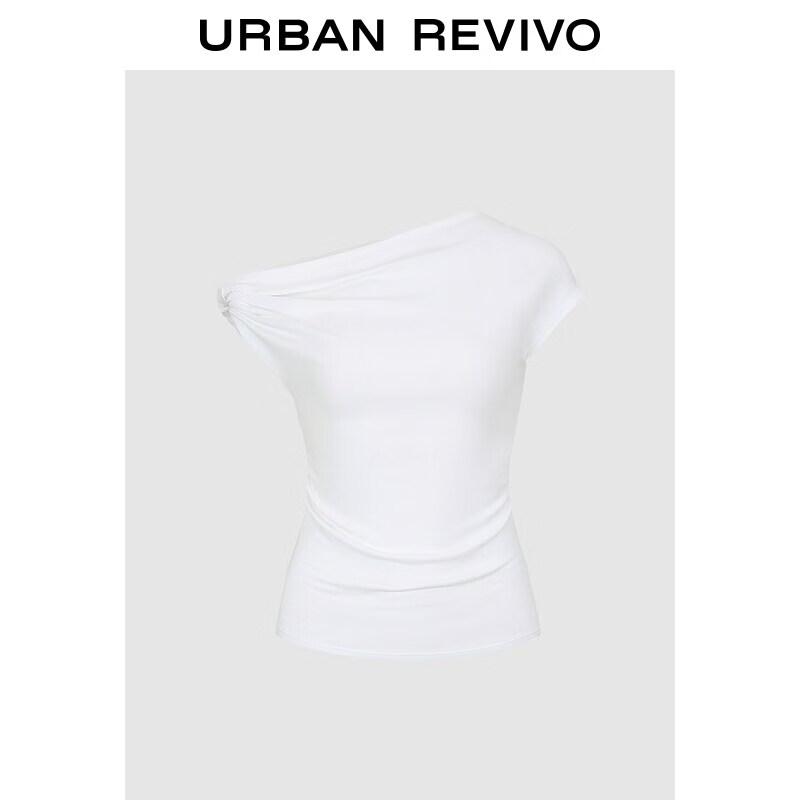 UR 2026 Spring Women's Stylish Irregular Off-Shoulder T-Shirt