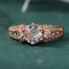 Elegant Inlaid Shiny Synthetic Zirconia Golden Plated Classic Wedding Ring for Women Fashion Vintage Banquet Jewelry Accessories