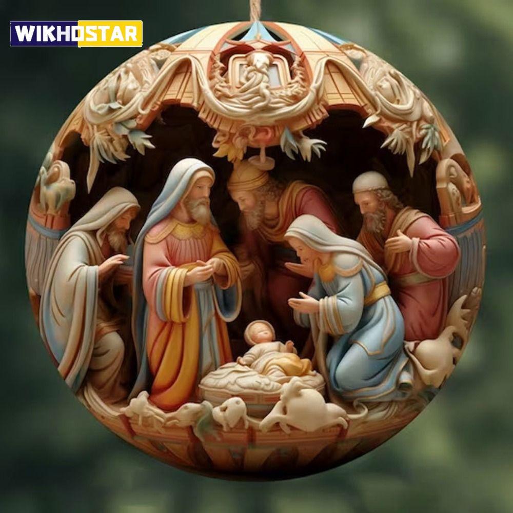 3D-bemalter Weihnachtskrippenanhänger, Weihnachtsbaumschmuck, kreative Weihnachtsdekoration, Heimdekoration