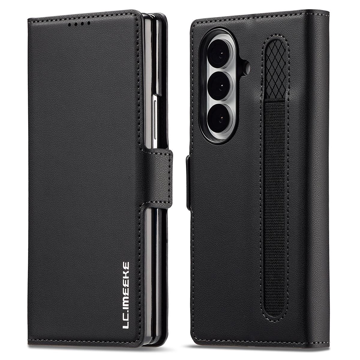 

LC.IMEEKE L1 Series for Samsung Galaxy Z Fold7 5G Case PU Leather Wallet Stand Protective Phone Cover Black