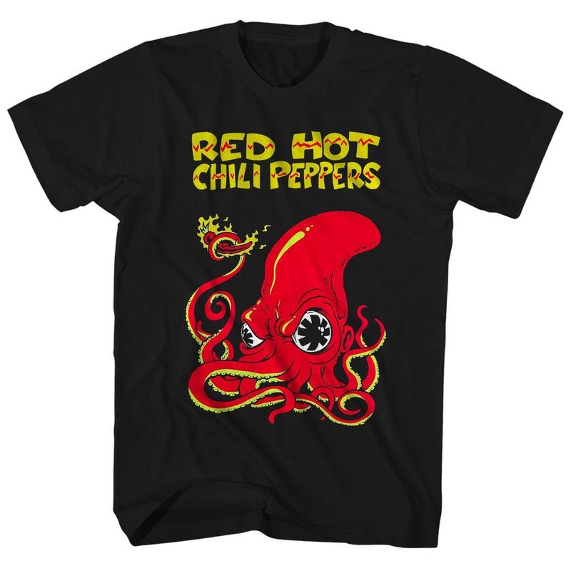 

Red Hot Chili Peppers Fire Squid Unisex T-shirt Music Classic Band Tee New Black S