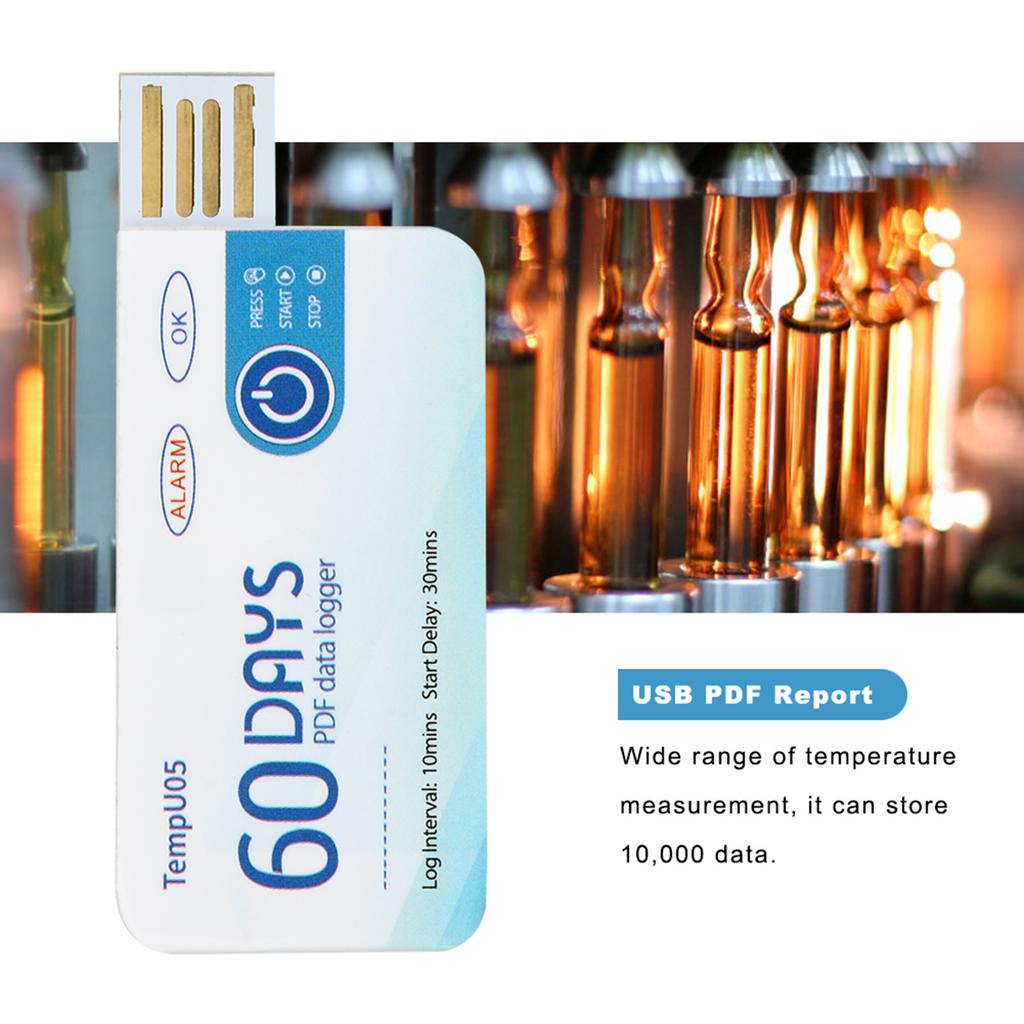 Enregistreur de données de température USB Rapport PDF TempU05 Enregistreur de données de température à usage unique Enregistreur de température USB jetable Rapport PDF