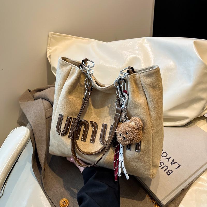 

Женская большая замшевая сумка-тоут - Ретро, Универсальная, Сумка через плечо Without charm белый/слоновая кость