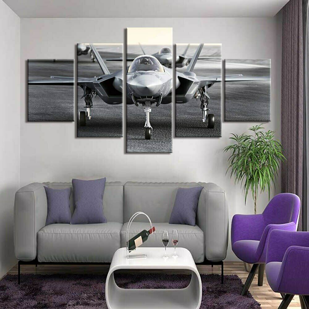5Pcs Fighter Jet Airplane Army Decor Pictures Paintings Poster No Framed Abstract Canvas Home Decor 5 Panel Wall Art HD Print