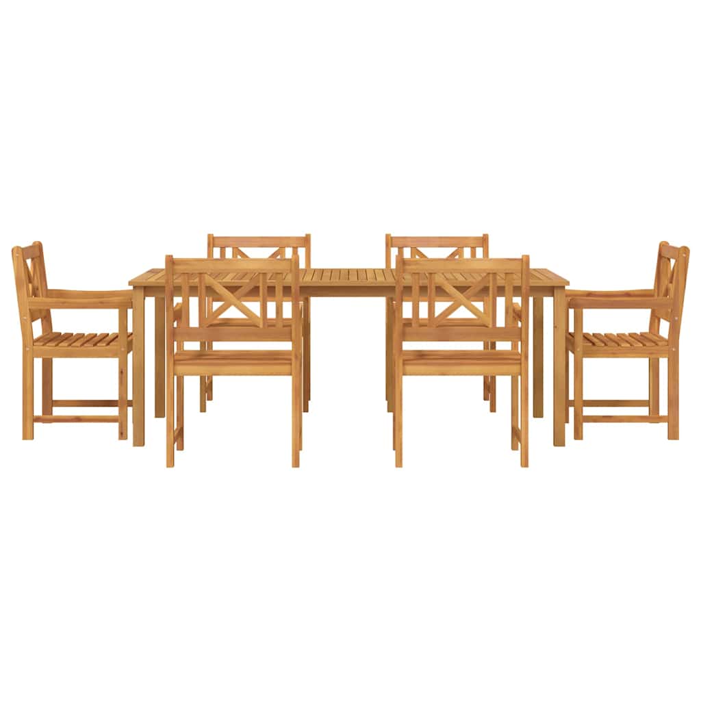 Garden Dining Set 7 pcs. 6 Seater Brown Solid Acacia Wood