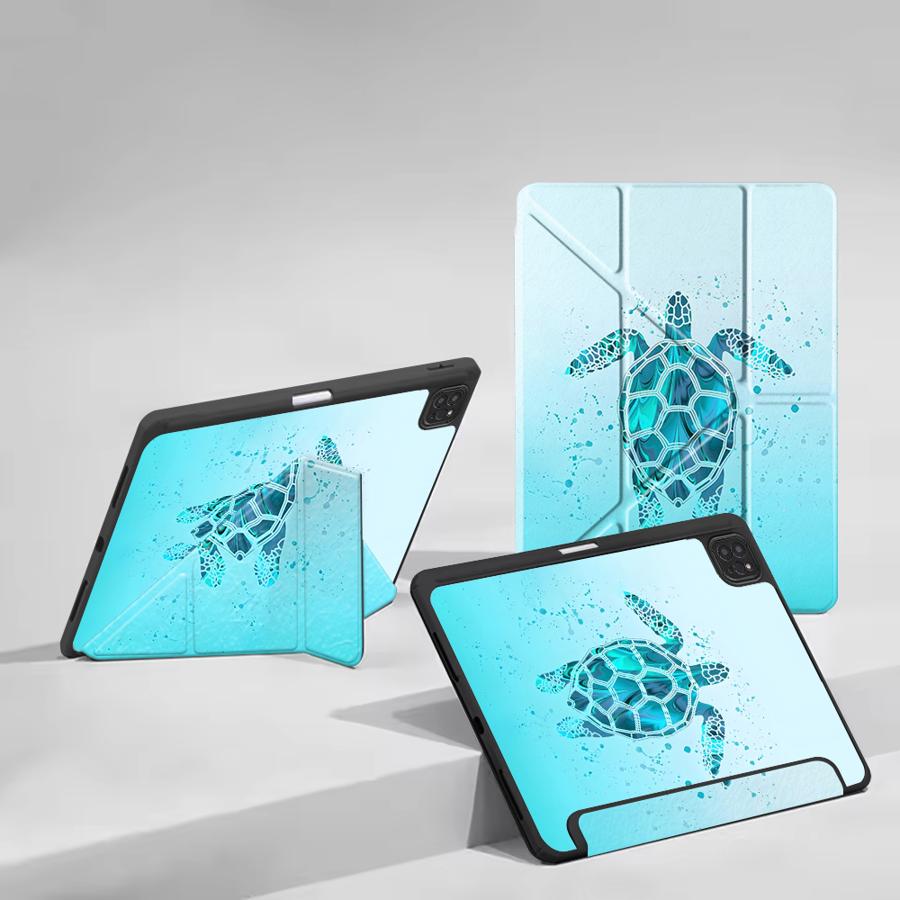 Cartoon Meeresschildkröte Kunsthalter Abdeckung Tablethülle Für iPad Pro 11. 10. 9. 8. 7. 12,9 Zoll Pro 2025 Air 4 5 M3 M2 1 2 M4 11 Zoll