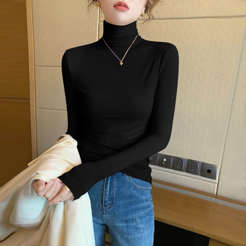 Modal High Neck Turtleneck Base Layer for Women: Elegant Long Sleeve Top for Spring, Autumn, Winter