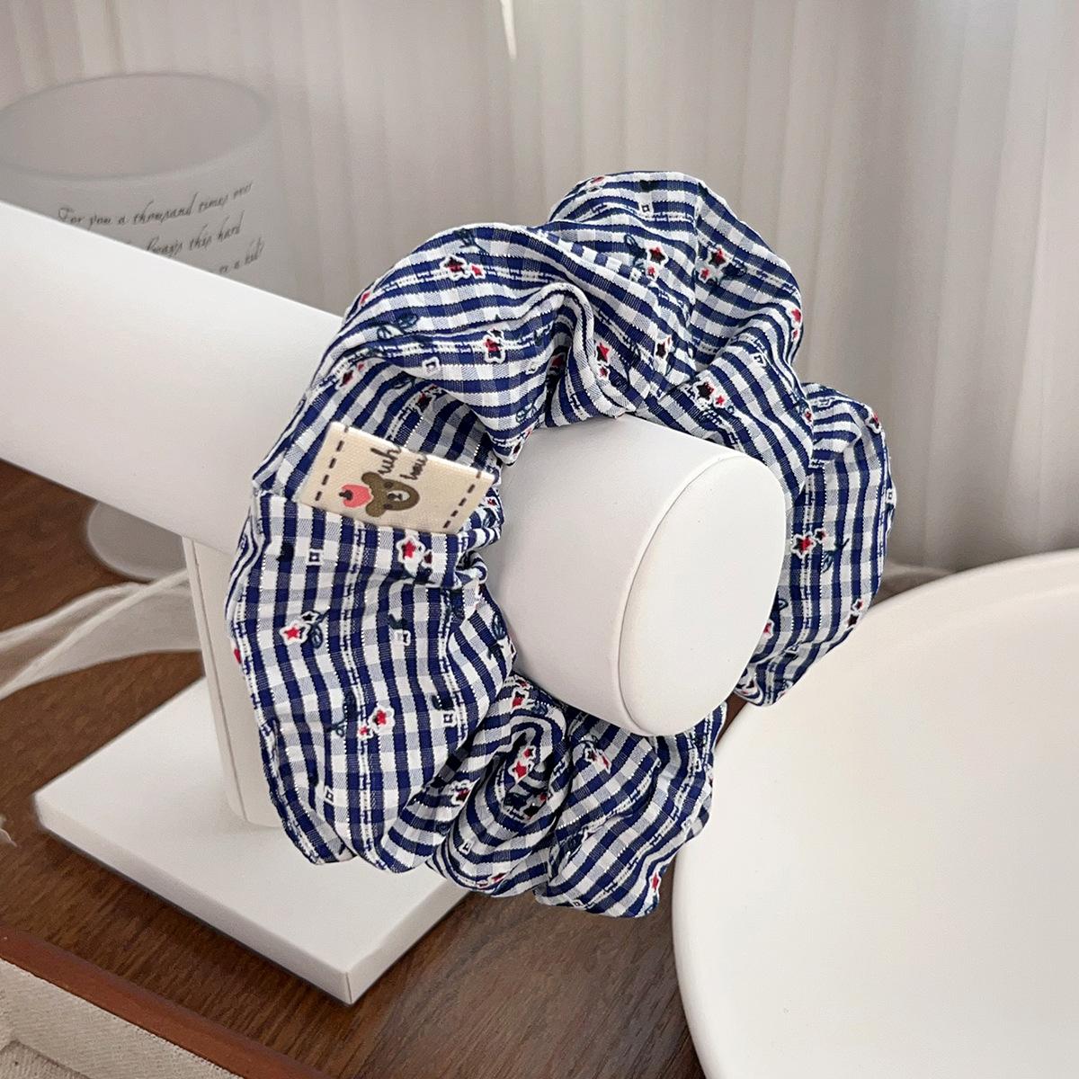 

Корейские Новые Аксессуары для Волос Простой Садовый Стиль Повязка на Голову Винтажный Маленький Флористический Синяя Полоска Эластичная Резинка для Волос Веревка для Волос Headbands