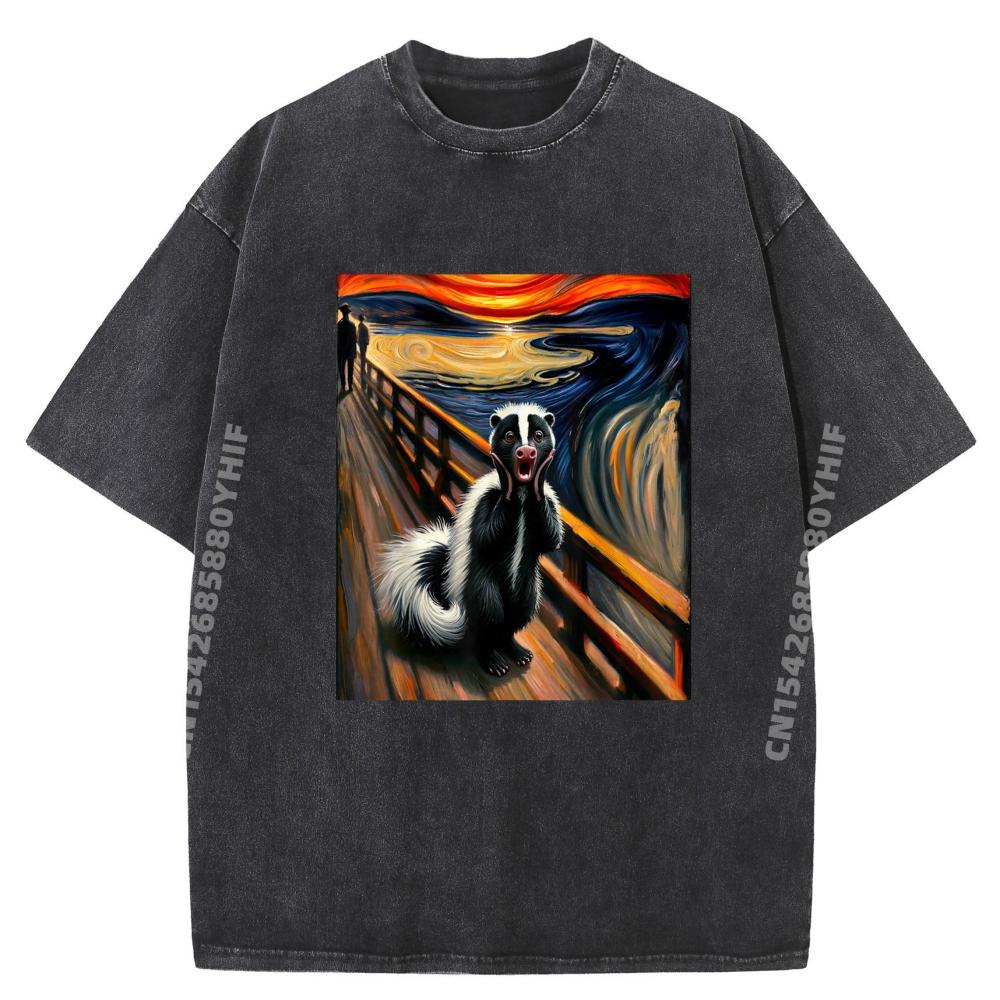 Expressionist Scream Parody Funny Animal Painting Art Skunk Men s T-Shirts Funny Gifts Tops & Tees Cinco de Mayo S разноцветный