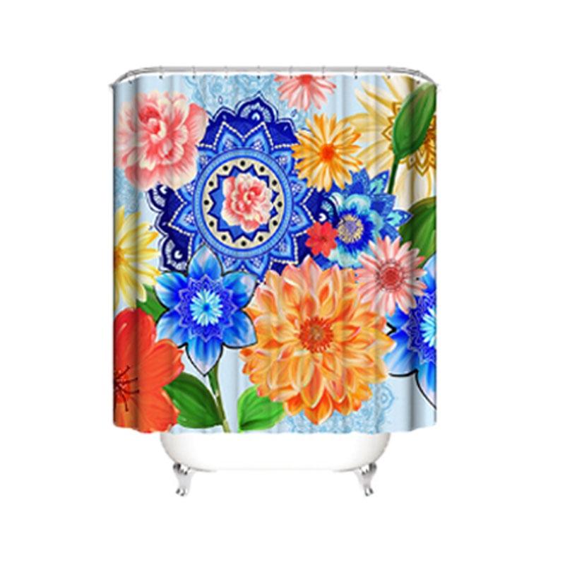 Series Bohemia Flower 3d Digital Printing Polyester Waterproof Shower Curtain
