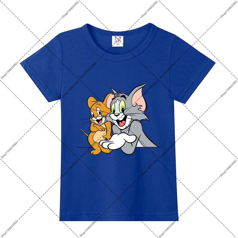 Tom and Jerry Cute T-shirts Cartoon Anime Pattern Printed Short Sleeve Unisex Summer Clothes Comfortable Breathable T-shirt Gift