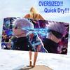 Gojo Satoru Print Beach Towel, Large Soft Quick Dry Towel for Beach Camping Swimming