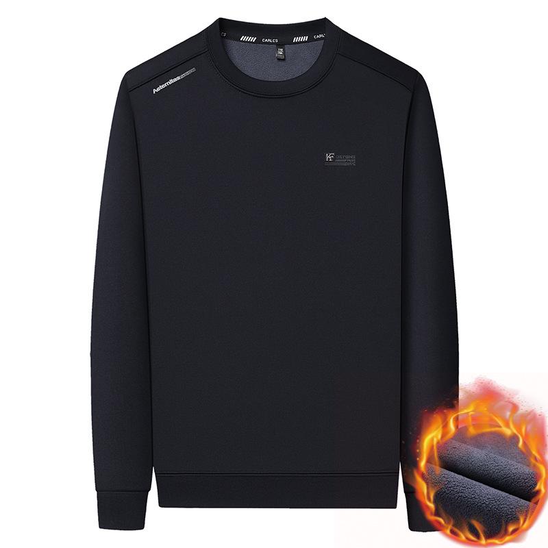 New Fashion Fleece-Lined Men's Sweatshirt: Winter-Ready, Skin-Friendly, Comfortable Long-Sleeved T-Shirt
