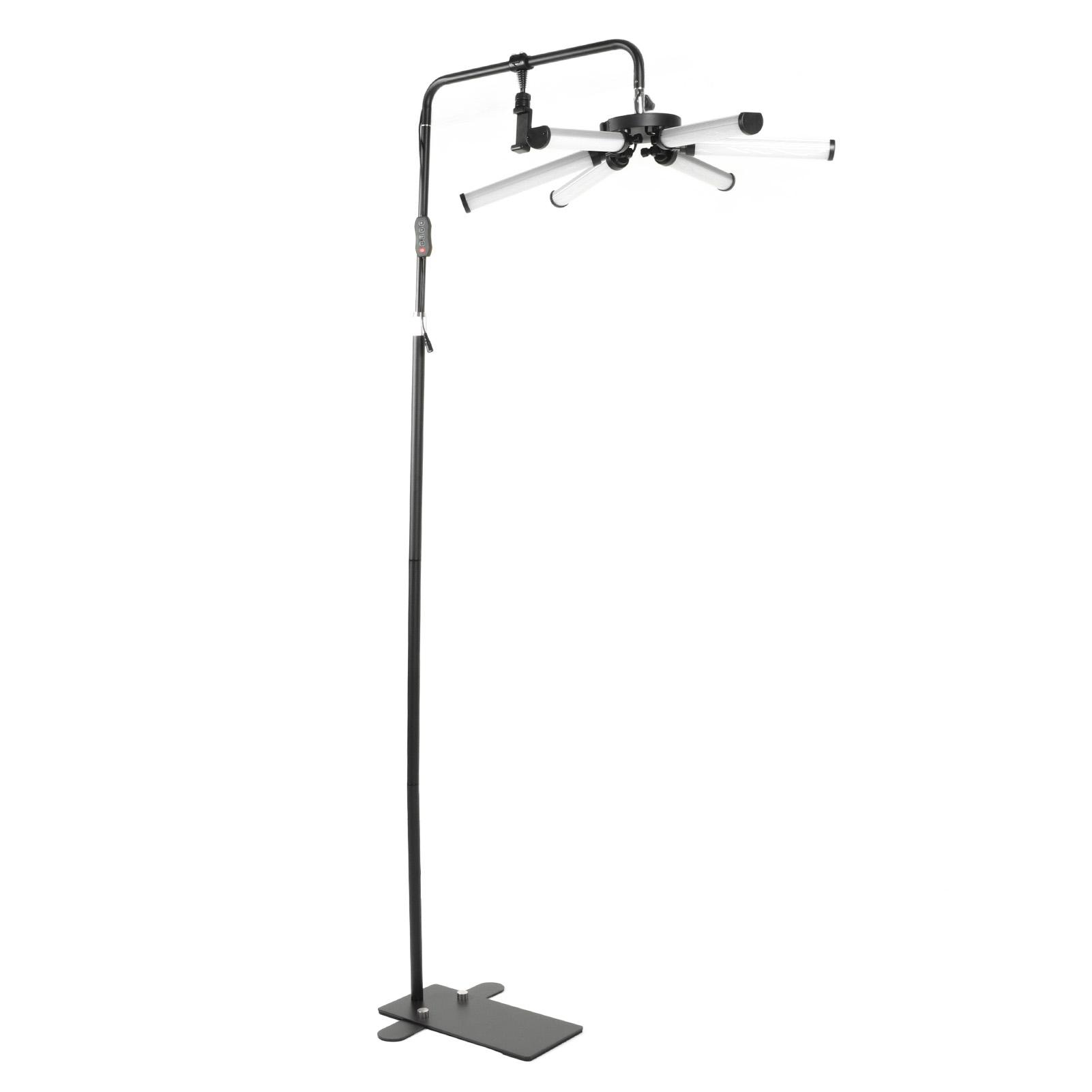 

Светодиодный напольный светильник 6 трубок с дистанционным управлением и регулируемой высотой, лампа для татуажа бровей 3200K‑5600K 54W EU Plug