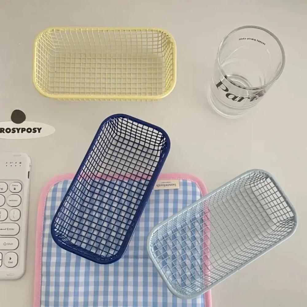 Desktop Storage Basket Metal Sundries Organizer Basket Photocard Case Office Stationery Home Supplies Make Up Sorting Holder