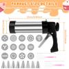 Cookie Press Kit Detachable Stainless Steel Cookie Squeeze Gun Kit with 13 Biscuit Trays 8 Frosting Nozzles Kitchen Baking Tools