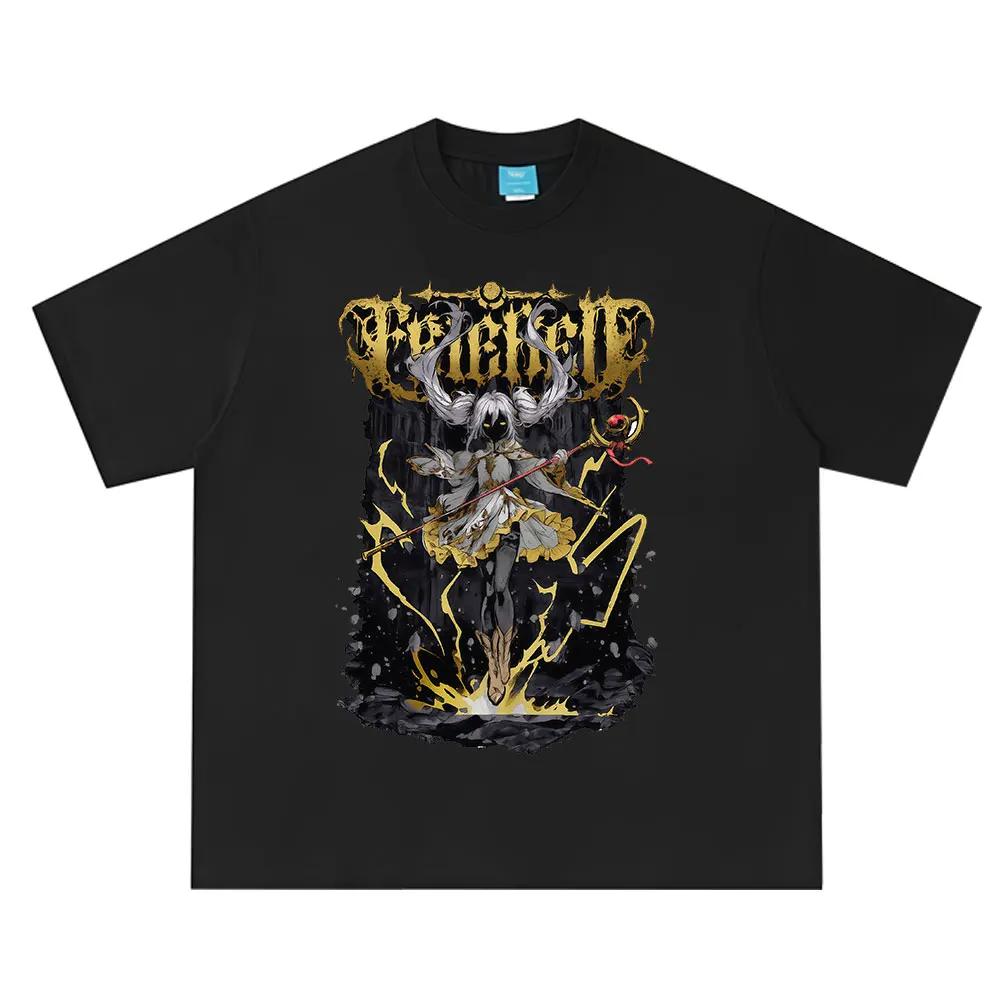 

Anime Frieren_ Beyond Journey s End T Shirt Frieren Heavy Metal Graphic T-shirt Men Women Summer Short Sleeve Cotton T-shirts S чёрный