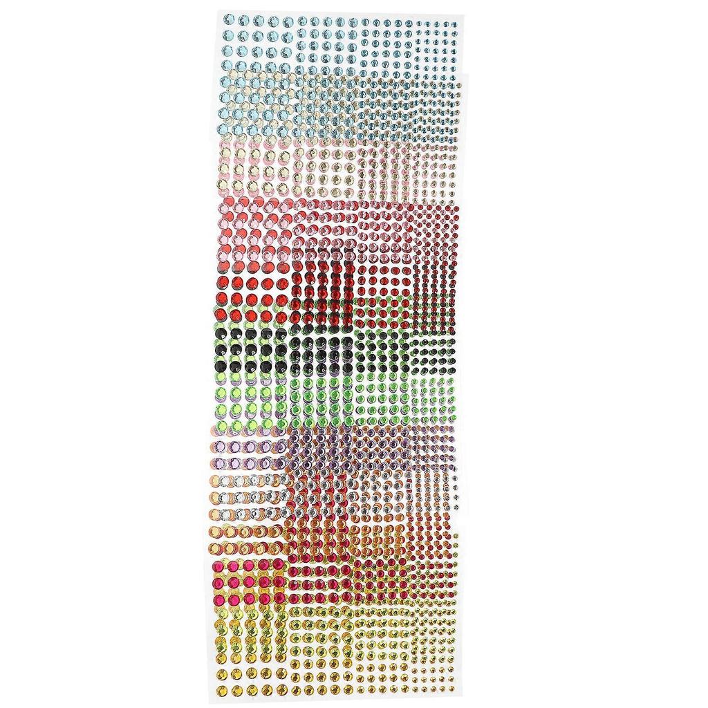 Face Rhinestones 12 Sheets Assorted Color Acrylic Festive Jewels Sticker for Decoration