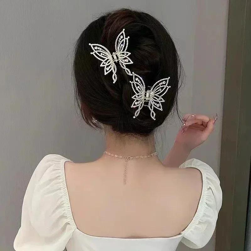 Fashion Metal openwork Hair Claw Butterfly Hair Clips for Women Girl Elegant Ponytail Claw Clip Vintage Hairpin Hair Accessories