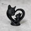 Cute Cat Home Decoration Mother Baby Figurine, 3D Printed Heart Sculpture for Desk Decor, Smooth Surface Statue Modern Art Living Room Study,