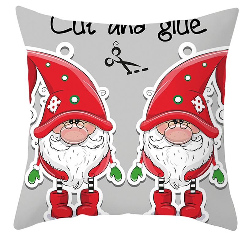 Happy New Year Christmas Decoration Dwarf Print Pattern Cushion Cover for Home Living Room Sofa Decoration Pillow Cover