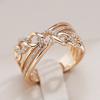 New  Rose Gold Color Natural Zircon Big Rings For Women Unique Cross Ring Fashion Modern Wedding Party Daily Jewelry