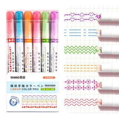 6 sztuk/zestaw Kwiat Linia Kształt Zakreślacz Długopis Wałkowy Końcówka Krzywa Liner Marker Kawaii Koreański Artykuły Papiernicze Szkoła Biurowe Prezenty