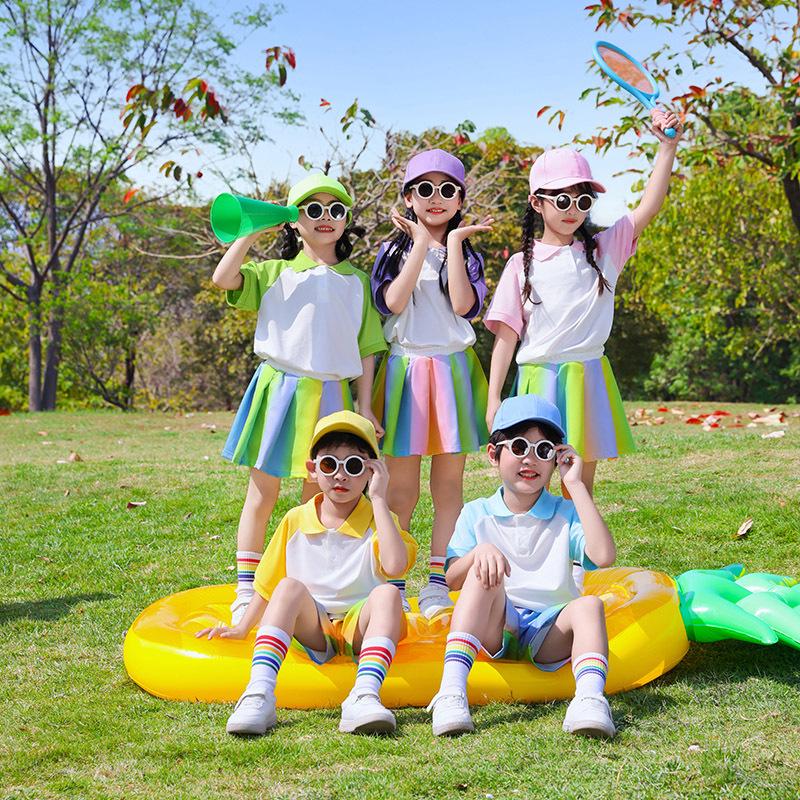 Children's Candy Color Cheerleading Outfit Set for Boys and Girls - Sports Class Uniform & Choir Clothing