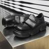 men fashion platform shoes punk rock dress black stylish genuine leather shoe  designer sneakers square toe footwear zapato