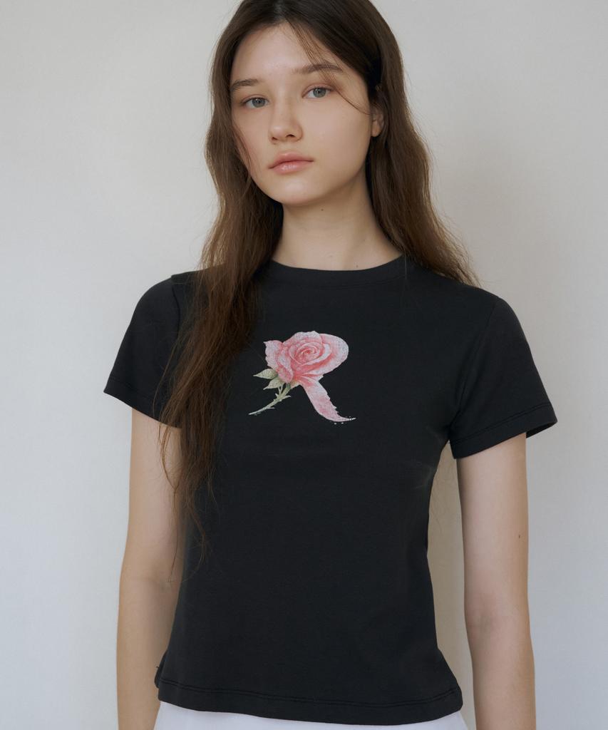 REORG R Rose Slim T-Shirt Charcoal