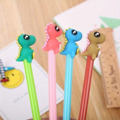 10pcs 0.5mm Creative Stationery Dinosaur Silicone Head Gel Pen Cute Cartoon Learning Office Water-based Signature Pen