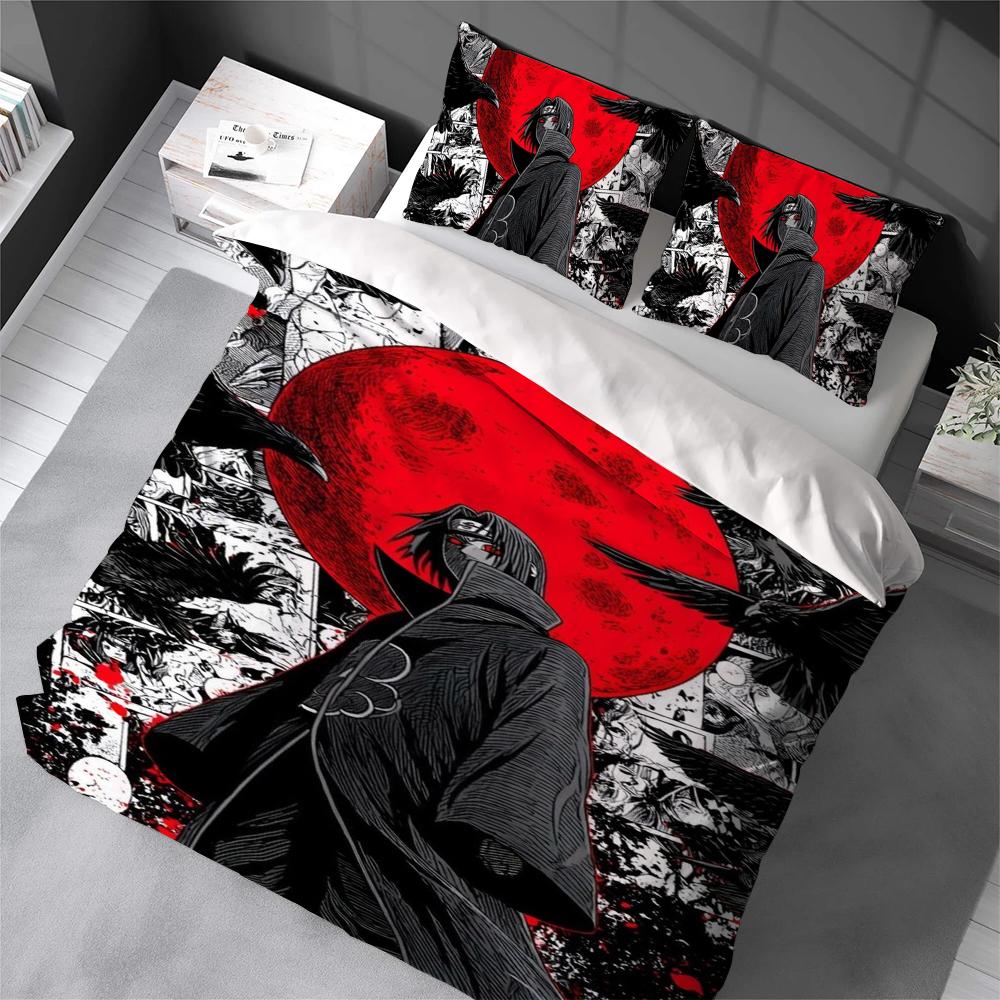 I-Itachi U-Uchiha Anime Duvet Cover Set Home Style Bedding Soft Laundry Cotton Bed 3 Piece Set Student Dormitory Gift