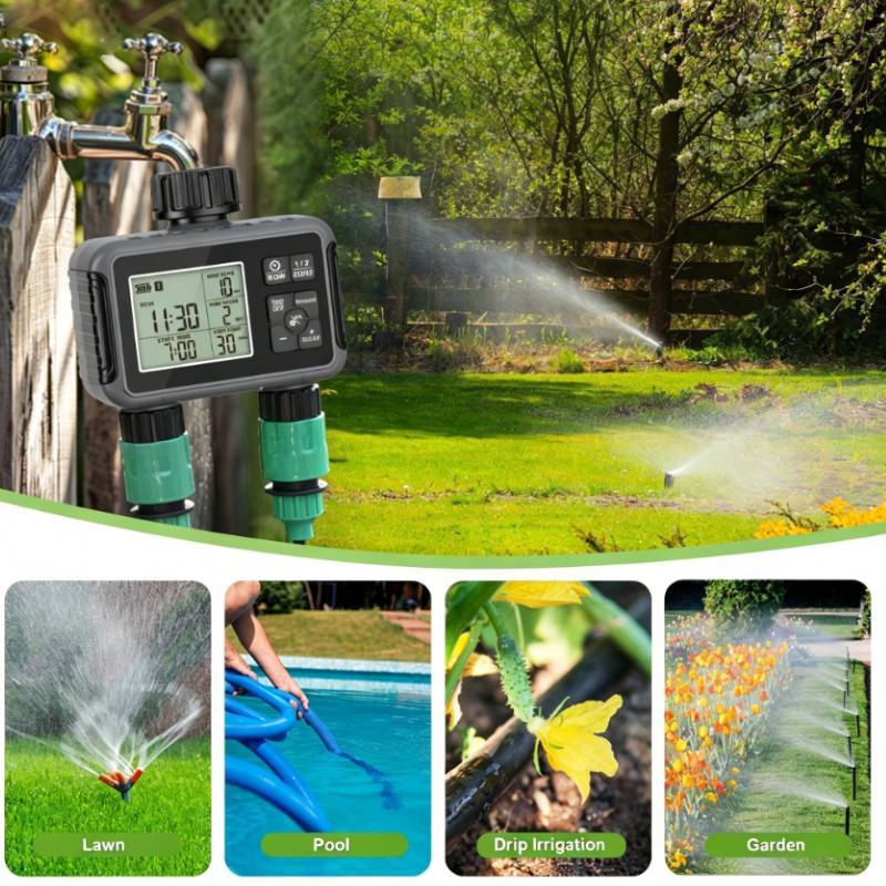 Garden Irrigation Controller With Dual Water Valve And Smart Timing For Home Garden And Lawn Care